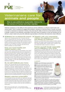 Federation of Veterinarians of Europe Veterinarians care for animals and people