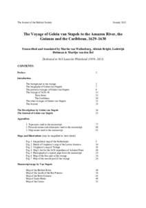 The Journal of the Hakluyt Society  January 2015 The Voyage of Gelein van Stapels to the Amazon River, the Guianas and the Caribbean, 1629–1630