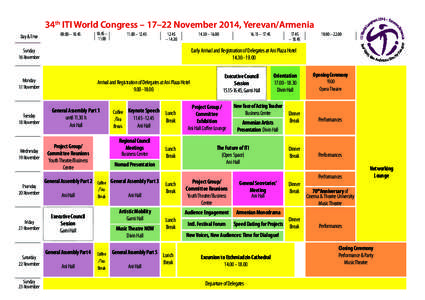 34th ITI World Congress – 17–22 November 2014, Yerevan/Armenia Day & Time 09.00 – [removed] –