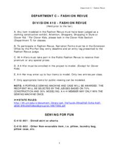 Department C – Fashion Revue  DEPARTMENT C – FASHION REVUE DIVISION[removed]FASHION REVUE (Held prior to the fair)