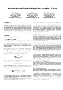 Automata-based Pattern Mining from Imperfect Traces Giles Reger Howard Barringer  David Rydeheard