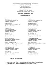 OHIO TURNPIKE AND INFRASTRUCTURE COMMISSION 682 PROSPECT STREET BEREA, OHIO[removed]PROCUREMENT SECTION REQUEST FOR PROPOSALS PROJECT NO[removed]AND[removed]