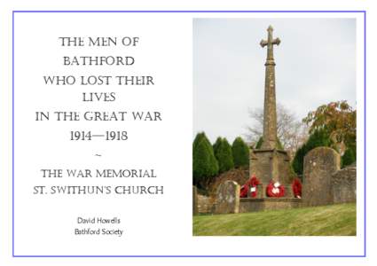 THE MEN OF BATHFORD WHO LOST THEIR LIVES IN THE GREAT WAR 1914—1918