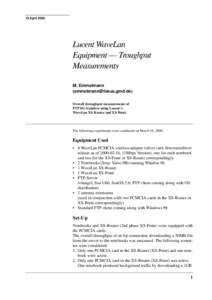 10 AprilLucent WaveLan Equipment –– Troughput Measurements M. Emmelmann