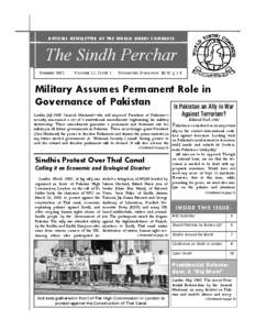 OFFICIAL NEWSLETTER OF THE WORLD SINDHI CONGRESS  The Sindh Perchar S UMMER[removed]V OLUME 1 1 , I SSUE 1