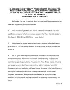 Employment compensation / Hakka people / Prime Minister of the United Kingdom / Parliament of Singapore / Josephine Teo / Gerard Ee / Singapore / Salary / Cabinet of Singapore / Asia / Income / Government