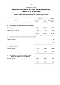 703 ESTIMATES[removed]MINISTER FOR URBAN AFFAIRS AND PLANNING AND MINISTER FOR HOUSING ANNUAL APPROPRIATIONS FROM THE CONSOLIDATED FUND*