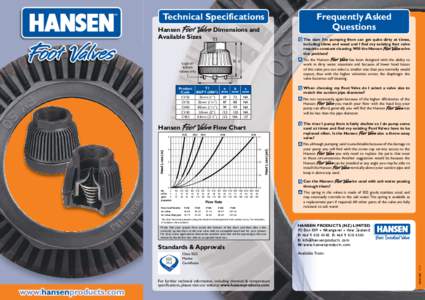 Technical Specifications Hansen Foot Valve Dimensions and Available Sizes T1  Q The dam I’m pumping from can get quite dirty at times,