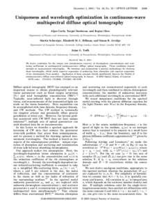 Uniqueness and wavelength optimization in continuous-wave
multispectral diffuse optical tomography