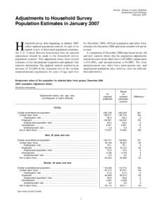 Adjustments to Household Survey Population Estimates in January 2007