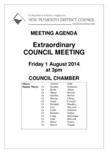 MEETING AGENDA  Extraordinary COUNCIL MEETING Friday 1 August 2014 at 3pm