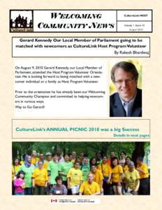 WELCOMING COMMUNITY NEWS CultureLink HOST  Volume 1, Issue 10