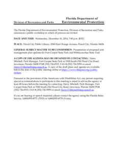 Florida Department of  Division of Recreation and Parks Environmental Protection