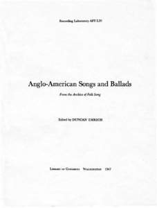 Anglo-American Songs and Ballads AFS L20