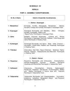 SCHEDULE - XV KERALA PART A - ASSEMBLY CONSTITUENCIES