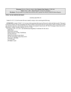 Document: Notice of Intent to Adopt a Rule, Register Page Number: 29 IR 3044 Source: June 1, 2006, Indiana Register, Volume 29, Number 9 Disclaimer: This document was created from the files used to produce the official C