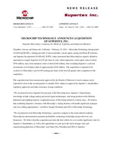 Microsoft Word - Merger-Acquisition Press Release Feb10[removed]Final.doc