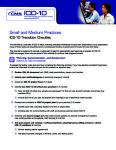 Small and Medium Practices ICD-10 Transition Checklist