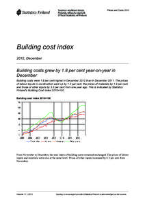 Prices and Costs[removed]Building cost index 2012, December  Building costs grew by 1.8 per cent year-on-year in