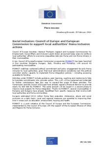 EUROPEAN COMMISSION  PRESS RELEASE Strasbourg/Brussels, 25 February[removed]Social inclusion: Council of Europe and European