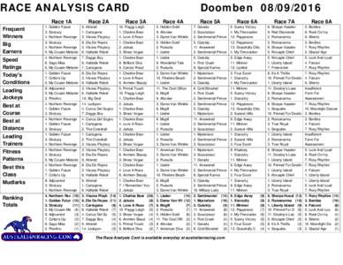 RACE ANALYSIS CARD Race 1A Race 2A  Race 3A