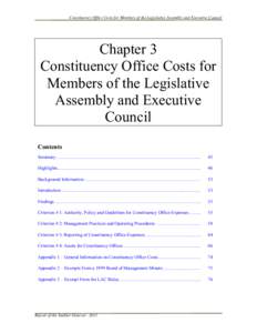 Constituency Office Costs for Members of the Legislative Assembly and Executive Council  Chapter 3 Constituency Office Costs for Members of the Legislative Assembly and Executive