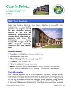 Case in Point… A GREEN AFFORDABLE HOUSING COALITION Case Study [MF[removed]Betty Ann Gardens