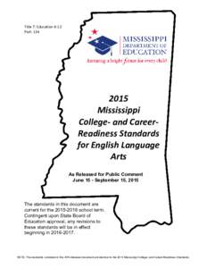 Title 7: Education K-12 Part: Mississippi College- and CareerReadiness Standards