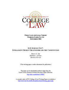 PUBLIC LAW AND LEGAL THEORY WORKING PAPER NO. 124 SEPTEMBER 2004