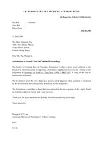 LETTERHEAD OF THE LAW SOCIETY OF HONG KONG LC Paper No. CB[removed]) Our Ref Your Ref Direct Line