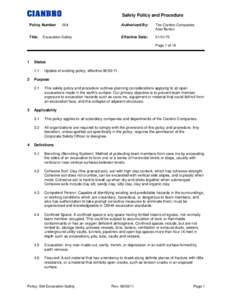 Safety Policy and Procedure Policy Number Title: 004