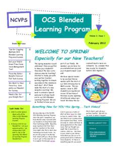 OCS Blended Learning Program NCVPS  Volume 2, Issue 1