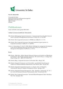 Prof. Dr. Martin Hilb Universität St.Gallen Institut für Führung und Personalmanagement IMP-HSG, Dufourstrasse 40a 9000 St. Gallen Schweiz