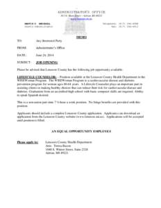 ADMINISTRATOR=S OFFICE 301 N. Main Street ~ Adrian, MI[removed]www.lenawee.mi.us MARTIN D. MARSHALL County Administrator