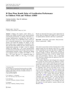 Cogn Ther Res:442–455 DOIs10608z ORIGINAL ARTICLE  If-Then Plans Benefit Delay of Gratification Performance