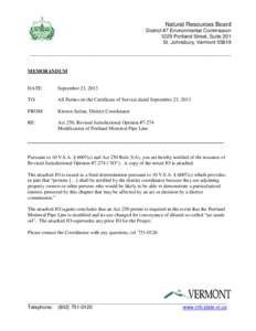 Natural Resources Board District #7 Environmental Commission 1229 Portland Street, Suite 201 St. Johnsbury, Vermont[removed]________________________________________________________________________