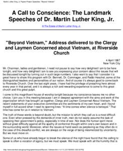 Martin Luther King, Jr. Papers Project Speeches: 