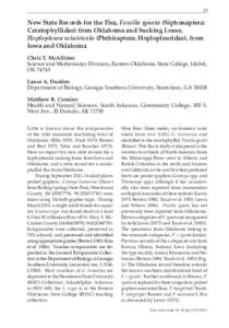 25  New State Records for the Flea, Foxella ignota (Siphonaptera: Ceratophyllidae) from Oklahoma and Sucking Louse, Hoplopleura sciuiricola (Phthiraptera: Hoplopleuridae), from Iowa and Oklahoma