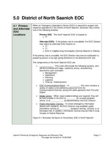 Disaster preparedness / Emergency operations center / Greater Victoria /  British Columbia / Incident Command System / Saanich Peninsula / Public safety / Emergency management / Management