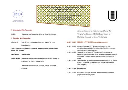 Programme - 5th UNICA meeting for EU research Liasion Officers