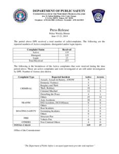 DEPARTMENT OF PUBLIC SAFETY COMMONWEALTH OF THE NORTHERN MARIANA ISLANDS Jose M. Sablan Building, Civic Center Susupe P. O. Box[removed]Saipan, MP[removed]Telephone: ([removed] Hours) Facsimile: ([removed]