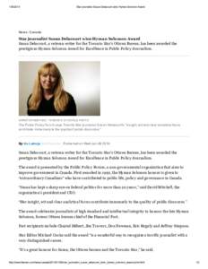 [removed]Star journalist Susan Delacourt wins Hyman Solomon Award News / Canada