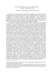 Précis de La Nature de la Volonté, suivi de la Disputatio A paraître : Philosophiques, 2008 Joëlle Proust Institut Jean-Nicod (CNRS, EHESS, ENS)