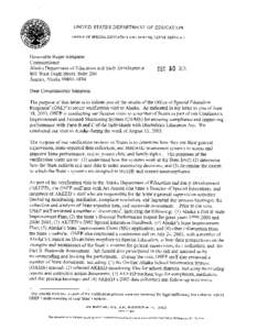 Alaska Part B Verification Visit Letter, Dated December 30, 2003 (PDF)