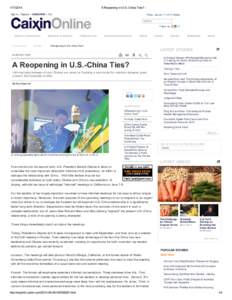 [removed]A Reopening in U.S.-China Ties? - Sign In | Register | SUBSCRIBE | 中文