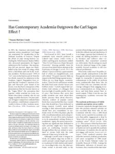 Has Contemporary Academia Outgrown the Carl Sagan Effect?