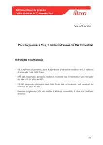 CHIFFRE D’AFFAIRES DU 1ER TRIMESTRE[removed]Chiffre d’affaires du 1er trimestre 2014    Paris, le 15 mai 2014