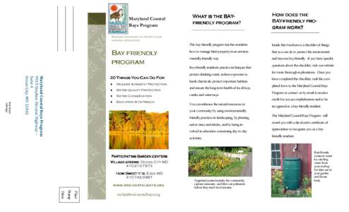 Maryland Coastal Bays Program What is the BAYBAYfriendly program?  How does the