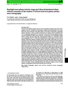 Geophysical Journal International Geophys. J. Int[removed], 1153–1169 doi: [removed]j.1365-246X[removed]x  Rayleigh-wave phase-velocity maps and three-dimensional shear