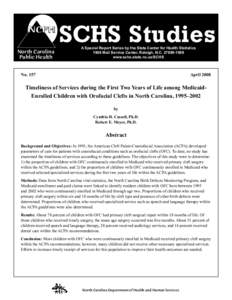 SCHS Studies North Carolina Public Health A Special Report Series by the State Center for Health Statistics 1908 Mail Service Center, Raleigh, N.C[removed]